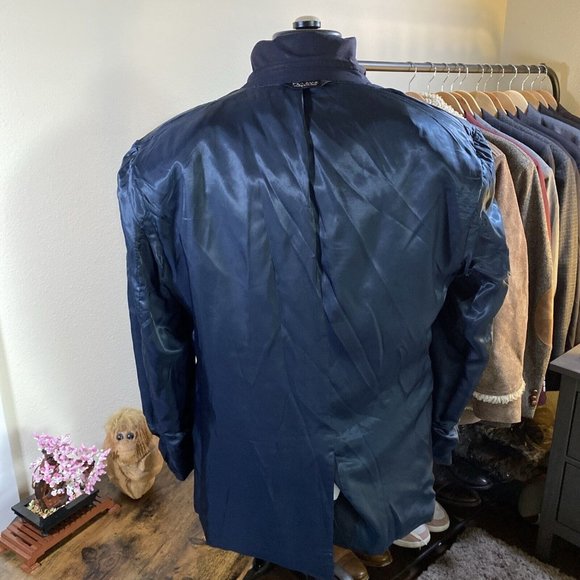 VTG JOS A BANK 100% WOOL Metal Buttons Suit Jacket Blazer Mens 42R Navy Preppy - Picture 6 of 11
